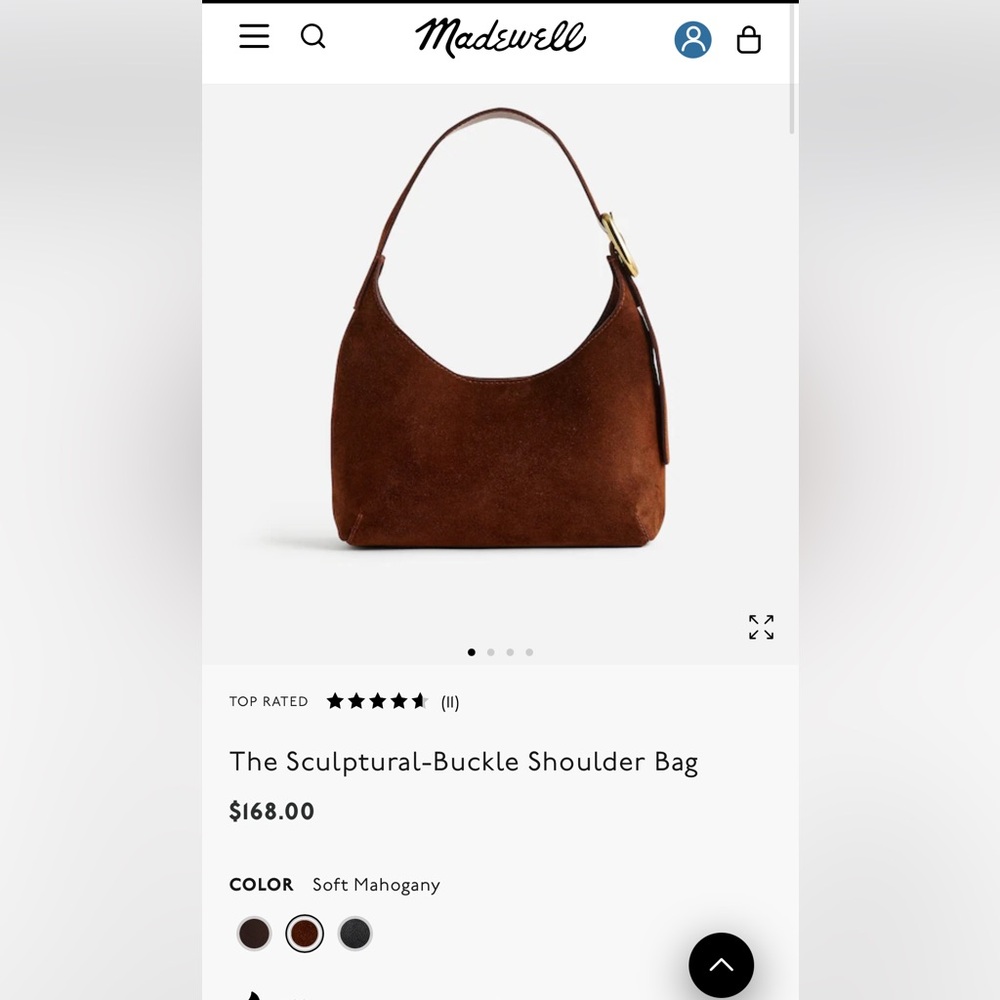Madewell Sculptural-Buckle Brown Suede Shoulder Bag